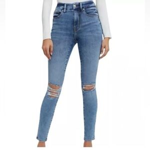 Good American Good Legs Stretch Distressed Skinny Jeans Indigo 439 Size 0 25
